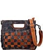 Color:Black Lux/Tan Rustic - Image 1 - Keiki Leather Woven Checkered Crossbody Bag