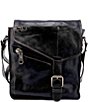 Color:Black Rustic - Image 1 - Venice Beach Buckle Black Rustic Leather Crossbody Bag