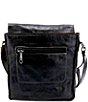 Color:Black Rustic - Image 2 - Venice Beach Buckle Black Rustic Leather Crossbody Bag