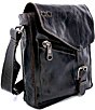 Color:Black Rustic - Image 4 - Venice Beach Buckle Black Rustic Leather Crossbody Bag
