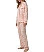 Color:Bisou - Image 3 - Bedhead Pajamas Jersey Knit Lipstick Print Long Sleeve Notch Collar Long Pant Pajama Set