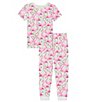 Color:Flamingo Bay - Image 1 - Little/Big Girls 2T-12 Family Matching Flamingo Bay Two-Piece Pajamas Set