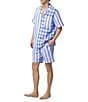 Color:Bengal Stripe - Image 3 - Short Sleeve Bengal Stripe/Checked Woven Pajama Top & Striped Pajama Shorts Set