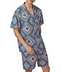 Color:Diamond Geo - Image 4 - Bedhead Pajamas Short Sleeve Diamond Geo 2-Piece Pajama Set