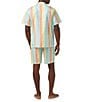 Color:Sunset Stripe - Image 2 - Short Sleeve Sunset Stripe Top & Shorts 2-Piece Pajama Set