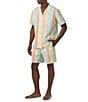Color:Sunset Stripe - Image 3 - Short Sleeve Sunset Stripe Top & Shorts 2-Piece Pajama Set