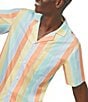Color:Sunset Stripe - Image 4 - Short Sleeve Sunset Stripe Top & Shorts 2-Piece Pajama Set