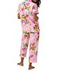 Color:Summer Blooms - Image 2 - Bedhead Pajamas x Trina Turk Short Sleeve Notch Collar Woven Summer Blooms Cropped Pajama Set