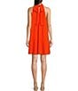 Color:Orange - Image 2 - Elise Georgette Turtleneck Sleeveless Back Tie Waistless Trapeze Mini Dress