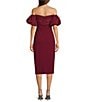 Color:Red - Image 2 - Harlow Stretch Crepe Off-the-Shoulder Puffed Sleeve Dress