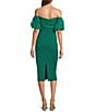 Color:Green - Image 2 - Harlow Stretch Crepe Off-the-Shoulder Puffed Sleeve Dress