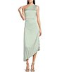 Color:Mint - Image 1 - Kelsey Sleeveless One Shoulder Asymmetric Fit and Flare Dress