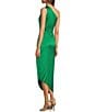 Color:Green - Image 3 - Kelsey Sleeveless One Shoulder Asymmetric Fit and Flare Dress