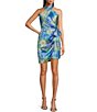 Color:Blue Multi - Image 1 - Lexi Halter Twist Front Wrap Mini Dress