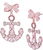 Color:Pink - Image 1 - Pink Crystal Anchor Bow Drop Earrings