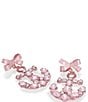 Color:Pink - Image 2 - Pink Crystal Anchor Bow Drop Earrings