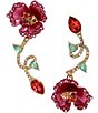 Color:Multicolor - Image 1 - Floral Crystal Mismatch Statement Earrings