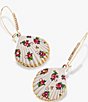 Color:White - Image 2 - Floral Shell Rhinestone Dangle Drop Earrings