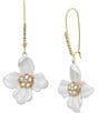 Color:White - Image 1 - Flower Crystal Dangle Drop Earrings