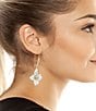 Color:White - Image 2 - Flower Crystal Dangle Drop Earrings