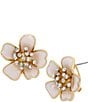 Color:White - Image 1 - Flower Rhinestone Stud Earrings