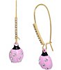 Color:Pink - Image 1 - Ladybug Rhinestones Dangle Drop Earrings