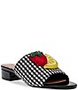 Color:Black/Multi - Image 1 - Lindyy Fruit Bead Embellished Gingham Slide Sandals