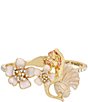 Color:Gold - Image 1 - Mermaid Crystal Shell and Flowers Bangle Bracelet