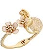 Color:Gold - Image 2 - Mermaid Crystal Shell and Flowers Bangle Bracelet