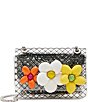 Color:Metallic/Silver - Image 1 - Puffy Flowers Clear Flap Crossbody Bag