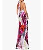 Color:Fuchsia/Blush - Image 2 - Chiffon Floral Print Cowl Halter Neck Sleeveless Dress