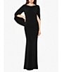 Color:Black - Image 1 - Cowl Neck Sleeveless Draped Back Mermaid Gown