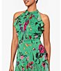 Color:Green Multi - Image 4 - Halter Neck Ruffle Front Floral Print Maxi Dress