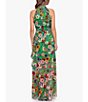 Color:Green Floral - Image 2 - Halter Neck Sleeveless Ruffle Front Floral Chiffon Maxi Dress