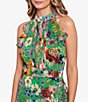 Color:Green Floral - Image 3 - Halter Neck Sleeveless Ruffle Front Floral Chiffon Maxi Dress