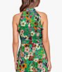 Color:Green Floral - Image 4 - Halter Neck Sleeveless Ruffle Front Floral Chiffon Maxi Dress