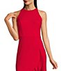 Color:Red - Image 3 - Round Neck Sleeveless Ruffle High-Low Stretch Crepe Gown