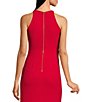 Color:Red - Image 4 - Round Neck Sleeveless Ruffle High-Low Stretch Crepe Gown