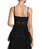 Color:Black - Image 4 - Illusion Tiered Ruffled Tulle Square Neck Mesh Sleeveless Gown