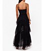 Color:Black - Image 6 - Illusion Tiered Ruffled Tulle Square Neck Mesh Sleeveless Gown