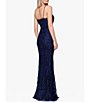 Color:Navy - Image 2 - Illusion V Neck Sequined Column Gown