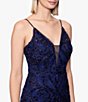 Color:Navy - Image 3 - Illusion V Neck Sequined Column Gown