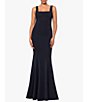 Color:Black - Image 1 - Knit Square Neck Sleeveless Mermaid Gown