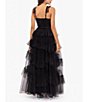 Color:Black - Image 2 - Mesh Tiered Ruffle Sleeveless Gown