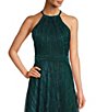 Color:Jade - Image 3 - Metallic Crinkle Halter Neck Sleeveless Gown