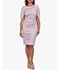 Color:White Pink Gold - Image 1 - Metallic Glitter Cowl Neck 3/4 Sleeve Drape Back Dress