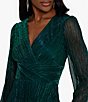 Color:Jade - Image 3 - Metallic Long Sleeve V-Neck Gown