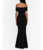 Color:Black - Image 2 - Petite Size Off-the-Shoulder Ruffled Scuba Crepe Maxi Dress