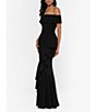 Color:Black - Image 3 - Petite Size Off-the-Shoulder Ruffled Scuba Crepe Maxi Dress