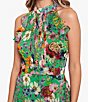 Color:Green Floral - Image 3 - Petite Size Sleeveless Halter Neck Floral Chiffon Maxi Fit and Flare Dress